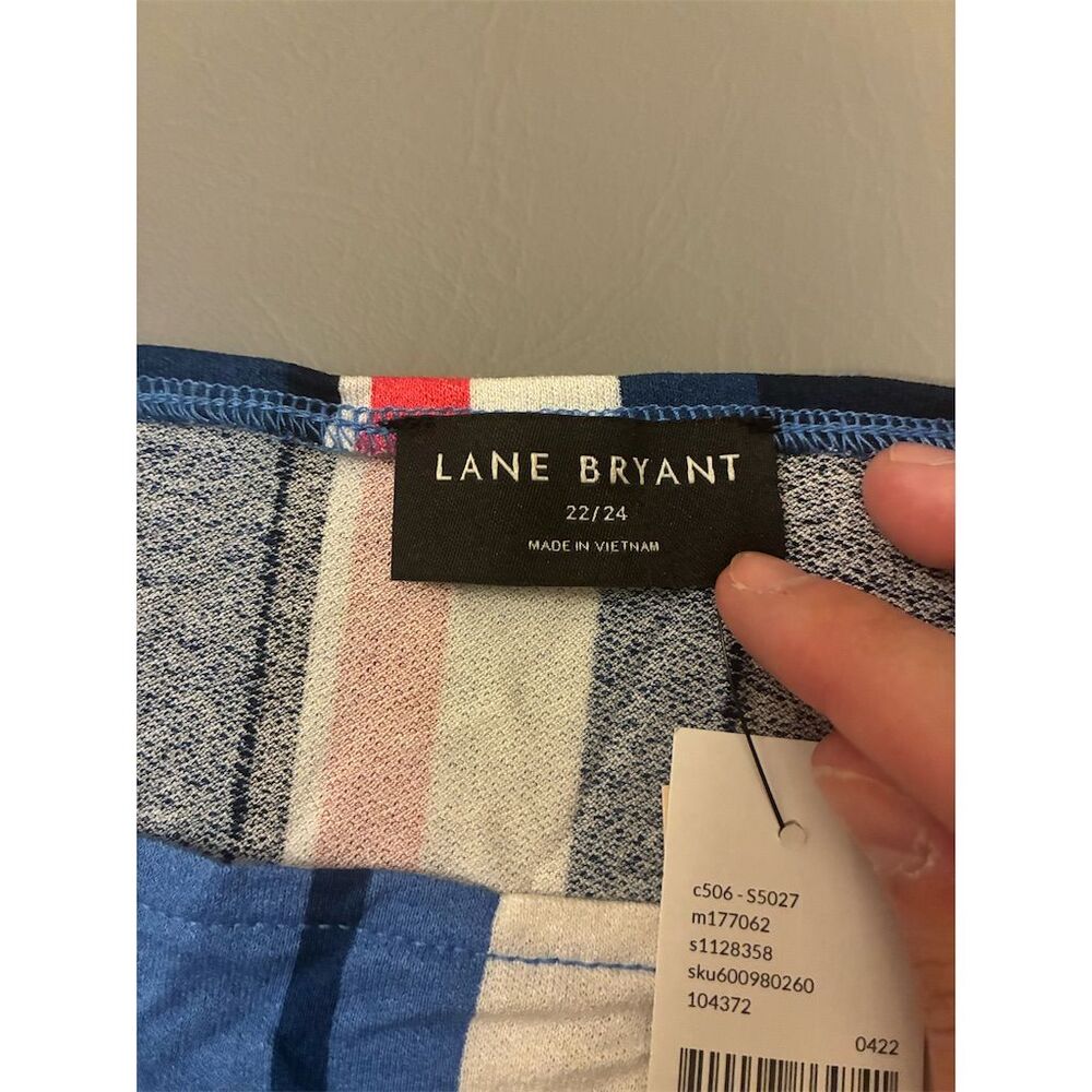 Lane Bryant Women's Plus Size 22 Striped Square Neck Peplum Tank Top - Picture 3 of 7